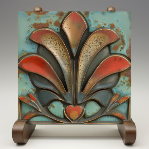 Crimson Flare - Mid Century Modern Ceramic Tile