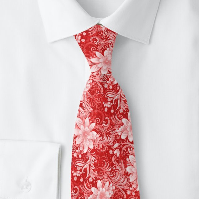 Crimson Floral Batik Tie (Creator Uploaded)