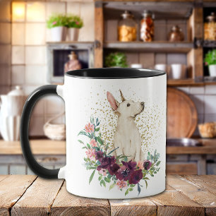 Crimson Floral Bouquet Bull Terrier Puppy Mug