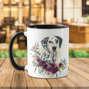 Crimson Floral Bouquet Dalmatian Dog Mug