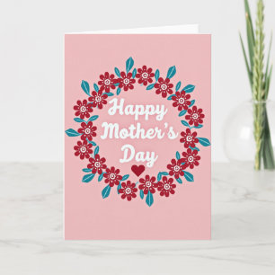 Crimson Floral Heart Pattern Card