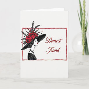 Crimson Floral Lady Card