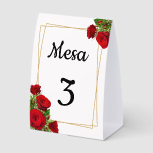 Crimson Floral Seating Numbers Spanish