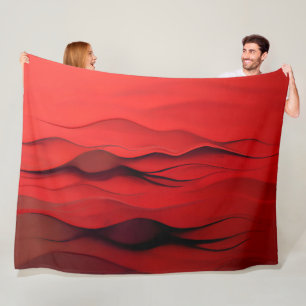 Crimson Flow – Abstract Red Waves of Motion Fleece Blanket