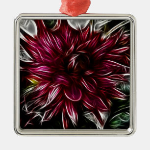 Crimson Flower Metal Tree Decoration