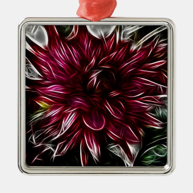 Crimson Flower Metal Tree Decoration (Front)