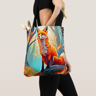 Crimson Fox Scene Design Tote Bag