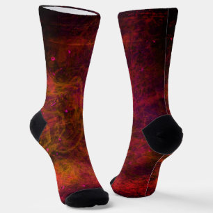 "Crimson Galaxy" Abstract Socks