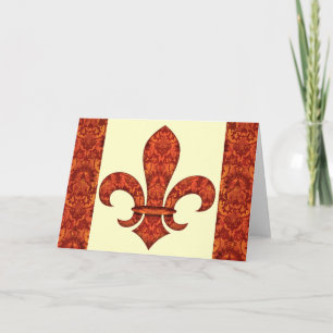 Crimson Garden Fleur de lis Card