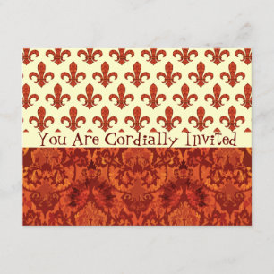 Crimson Garden Fleur de lis Invitation