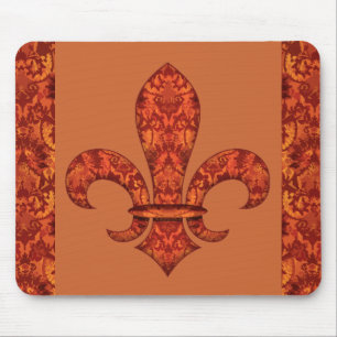 Crimson Garden Fleur de lis Mouse Pad