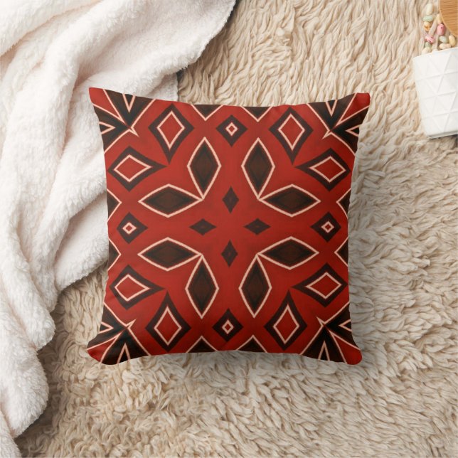 Crimson Geometric Kaleidoscope Cushion (Blanket)