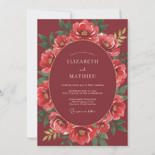 Crimson Glamourous Winter Wedding Invitation