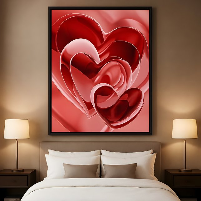 Crimson Glass Hearts - Modern Abstract Love Art Poster (Creator Uploaded)