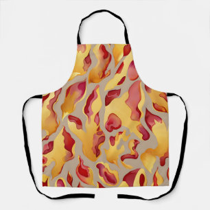 Crimson Gold Abstract Liquid Marble Apron