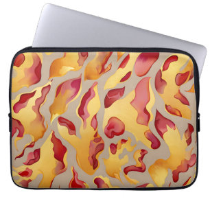 Crimson Gold Abstract Liquid Marble Laptop Sleeve