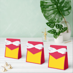 Crimson & Gold Favour Box with Ribbon – Customise