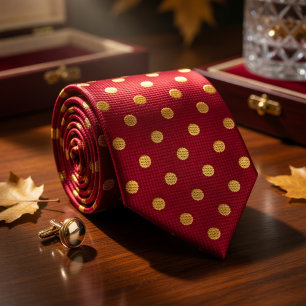 Crimson & Gold Polka Dot Tie