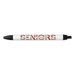 Crimson & Gold Two-Colour Seniors Sliced Letters Black Ink Pen