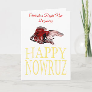 Crimson Goldfish Happy Nowruz Wishes Card