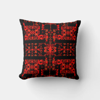 Crimson Gothic – Black & Red Ornamental Geometric  Cushion