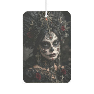 Crimson Gothic Calavera – Black Rose Car Air Freshener