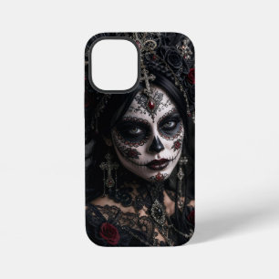 Crimson Gothic Calavera – Black Rose iPhone 12 Mini Case