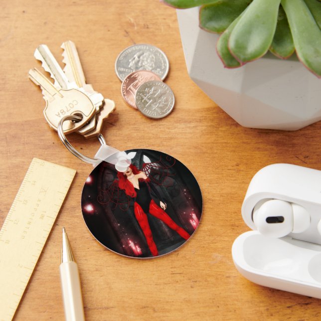 Crimson Gothic Fairy Key Ring (Desk)