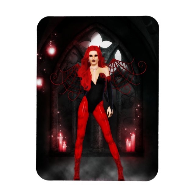 Crimson Gothic Fairy Magnet (Vertical)