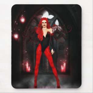 Crimson Gothic Fairy Mouse Pad