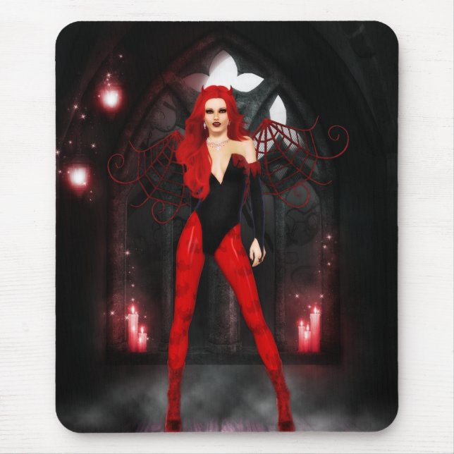 Crimson Gothic Fairy Mouse Pad (Front)