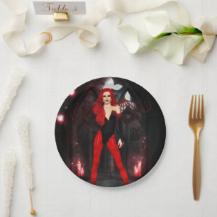 Crimson Gothic Fairy Paper Plate