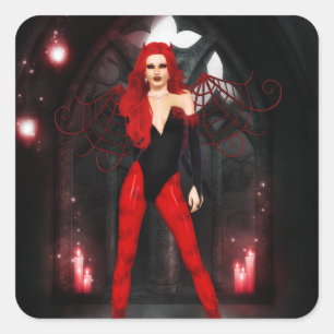 Crimson Gothic Fairy Square Sticker