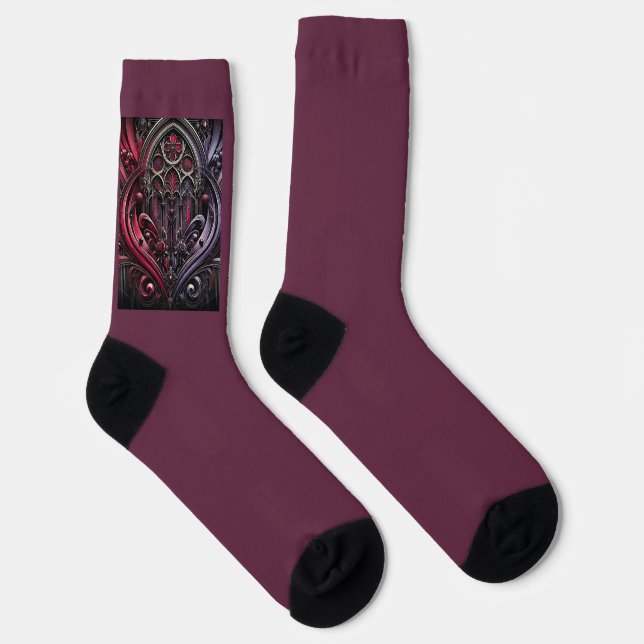 Crimson Gothic Socks - Crew Socks (Right)