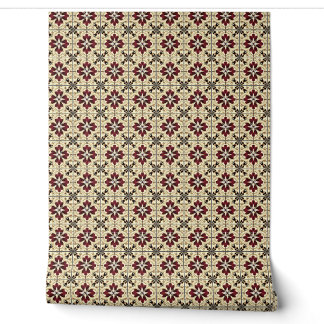 Crimson Grandeur Mini - Red, Beige, Black Wallpaper