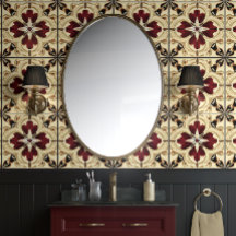 Crimson Grandeur - Red, Beige, Black - Traditional