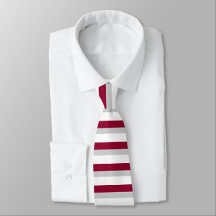 Crimson Grey and White Horizontally-Striped Tie