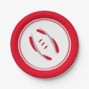 Crimson & Grey Artistic Football 7" Paper Plates