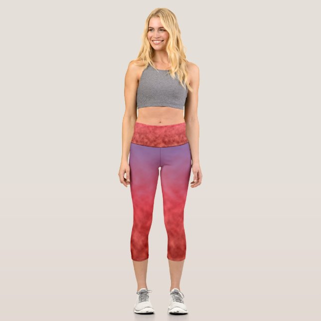 Crimson Haze at Dusk Capri Leggings (Front)