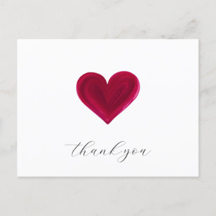 Crimson Heart water colour heart thank you Postcard