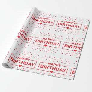 Crimson Heartbeat Birthday Wrapping Paper