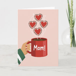 Crimson Hearts Mothers Day Mug Card