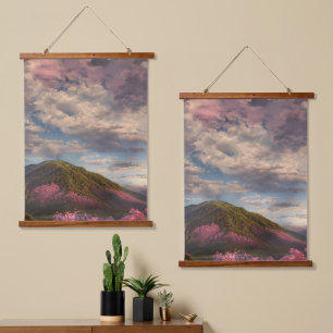 Crimson Heavens Above the Peaks Hanging Tapestry