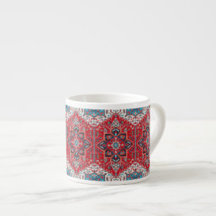 Crimson Heirloom: Moroccan Heritage Rug Art Espresso Cup