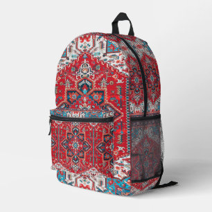 Crimson Heirloom: Moroccan Heritage Rug Art Printed Backpack