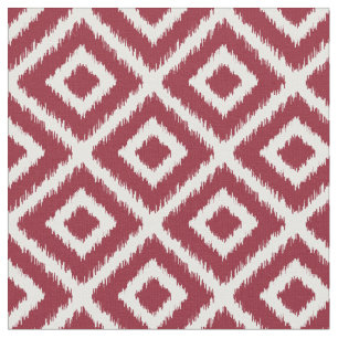 Crimson Ikat Diamonds Fabric