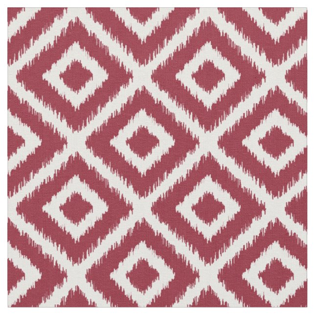 Crimson Ikat Diamonds Fabric (Close Up)