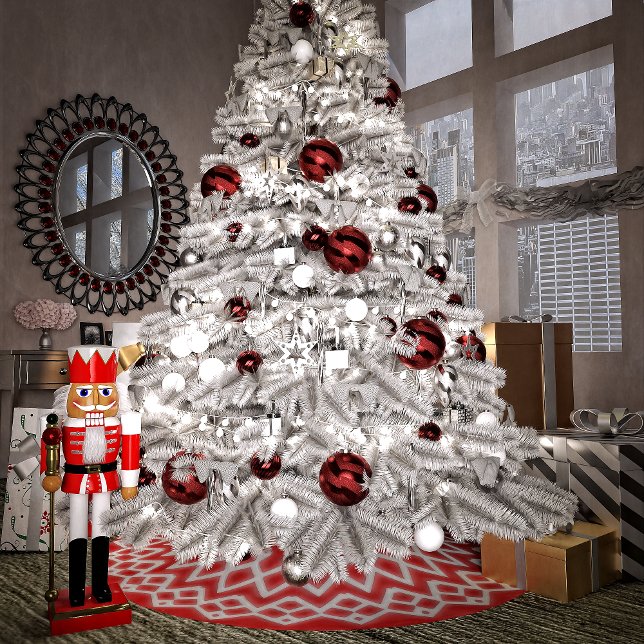 Crimson Lace Christmas Brushed Polyester Tree Skirt (Creator Uploaded)