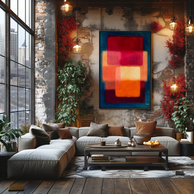 Crimson Layers – Celestial Colour Fields Abstract Poster (Creator Uploaded)