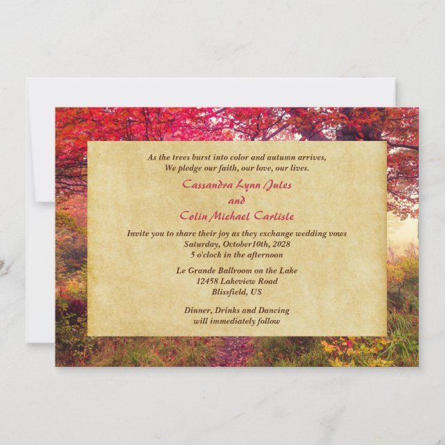 Crimson Leaves Fall Wedding Invitation (Front)